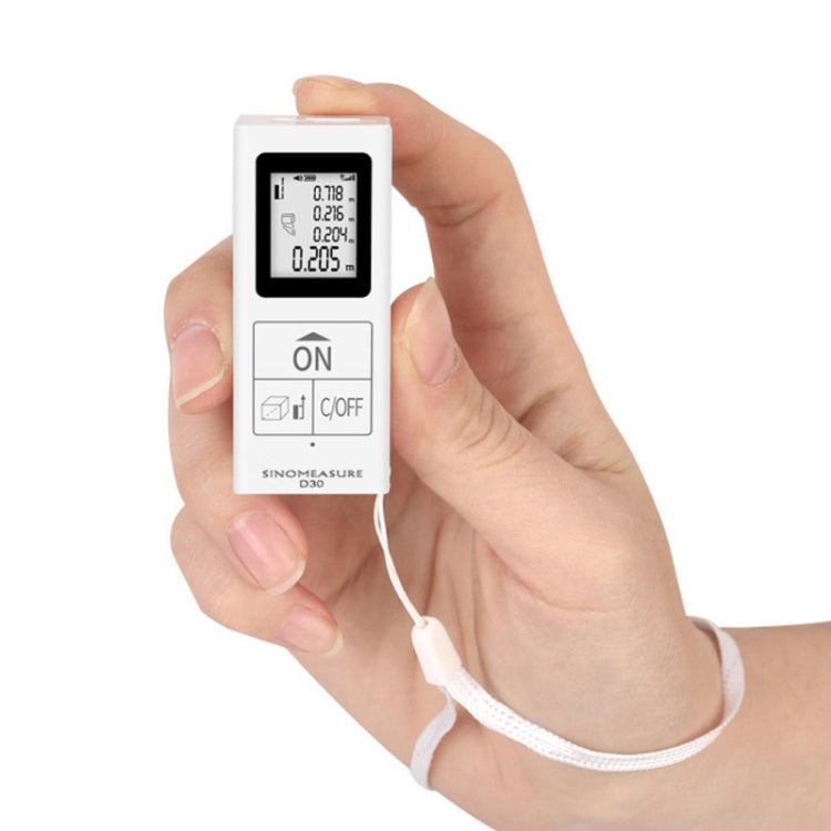 Mini telemetro elettronico a infrarossi ricaricabile portatile da 30 m, White Mini telemetro elettronico a infrarossi ricaricabile portatile da 30 m, White